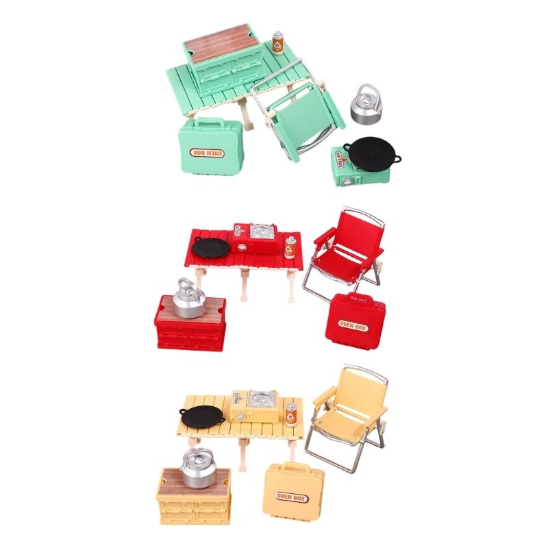 Interactive Doll House Scene Decoration Set With Collapsible Furniture Table Chair For Realistic Camping Scene Setting