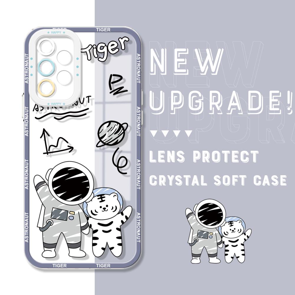 Противоударный чехол с изображением астронавта и кристаллом, полное покрытие, защита камеры, прозрачный мягкий чехол для телефона Samsung