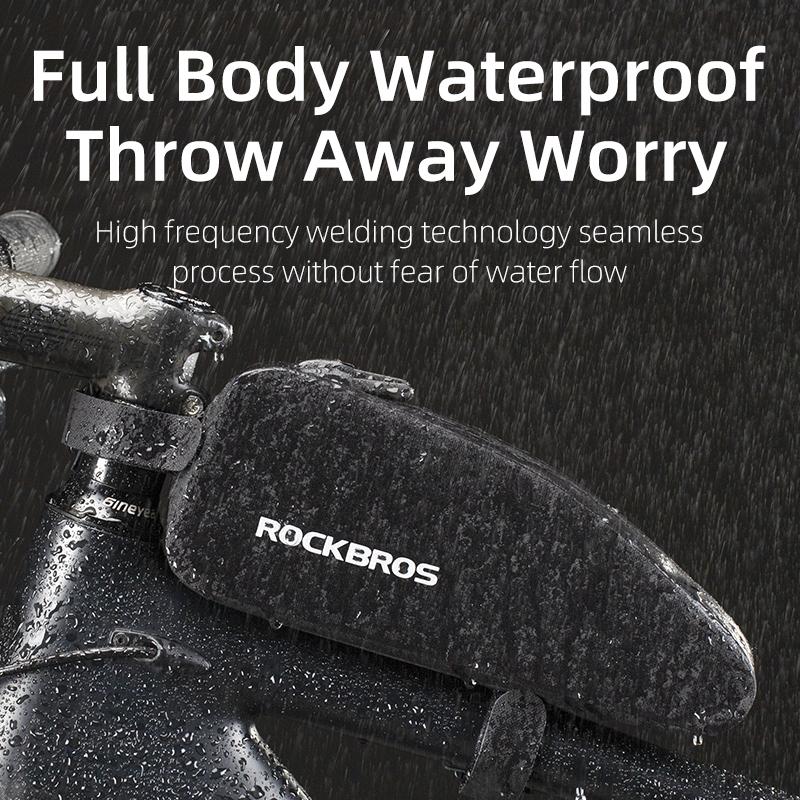 ROCKBROS Bicycle Bag Rainproof Top Tube Bag 1L 1.6L Big Capacity Nylon Ultralight Portable Doube Zipper Front Pocket Bike Bag
