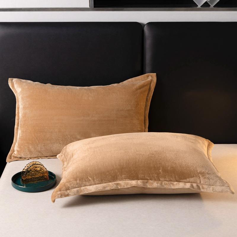Fleece-Lined Milk Velvet Single Pillowcase, Solid Color, 48x74 Cm