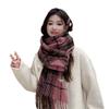 New Type of Enlarged Winter Plover Versatile Plaid Scarf for Women Thickened Couple Tassel Student Warm Scarf for Men