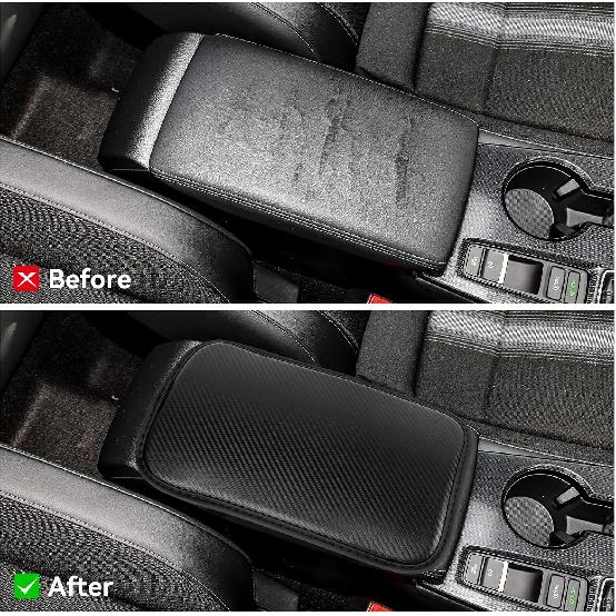 Amiss Car Center Console Pad, Universal Waterproof Car Armrest Seat Box Cover, Car Interior Accessories, Carbon Fiber PU Leather Auto Armrest Cover