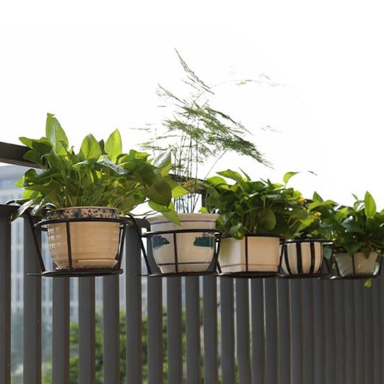 Полка для растений, простая установка, многофункциональный железный забор, балкон, подвесная корзина для цветов, украшение дома