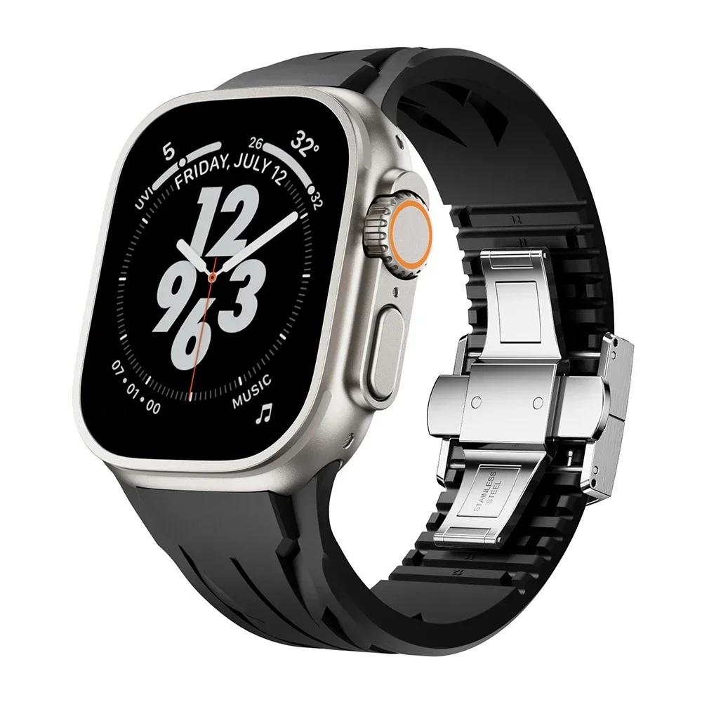Силиконовый ремешок для Apple Watch Ultra 2 49 мм 10 46 мм 9 8 7 45 мм 44 мм Премиальный браслет для Iwatch Серии 6 5 4 Se Ремень, обрезаемый по размеру