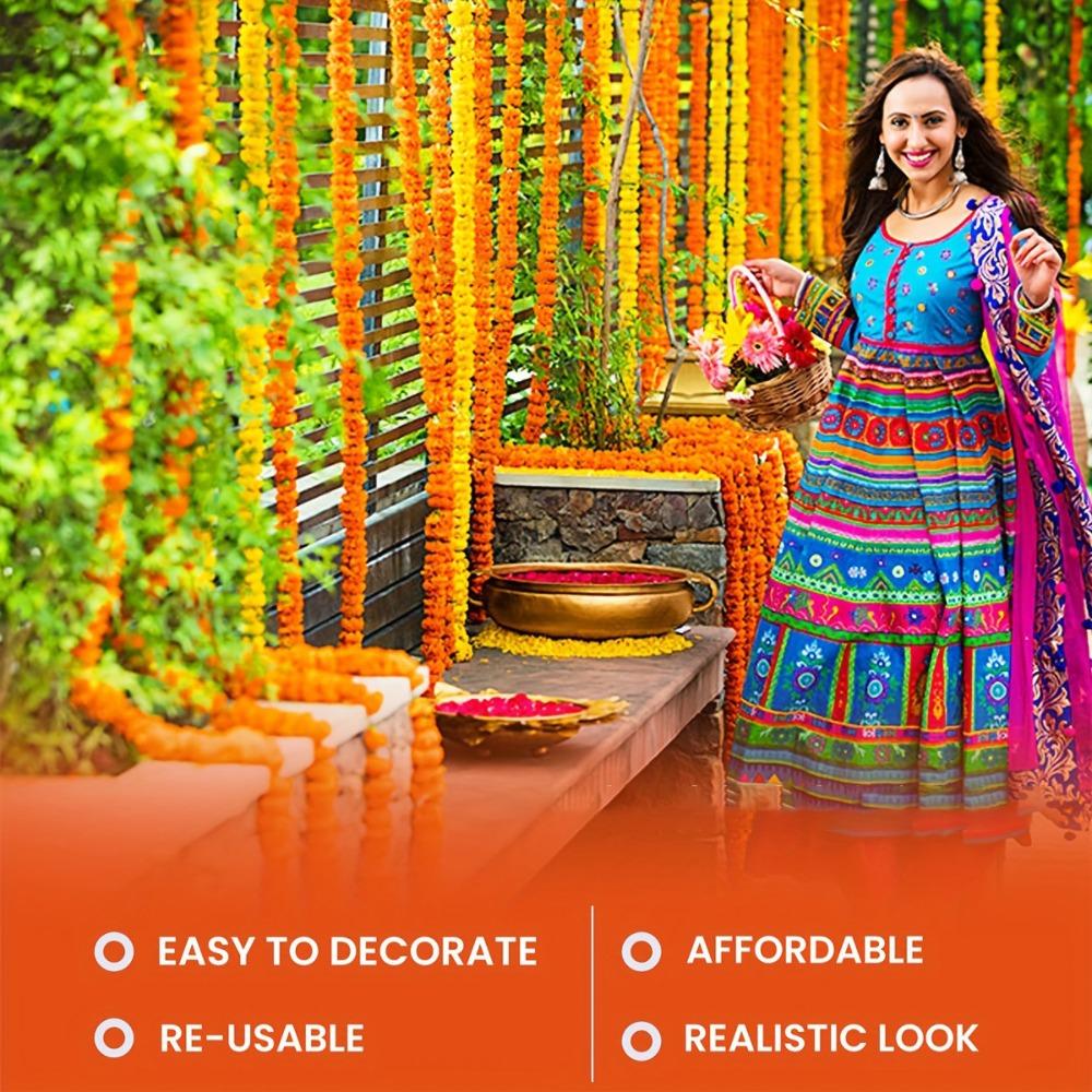 1.5m Marigold Garland Long Strands Artificial Fake Plant for Halloween Day of The Dead