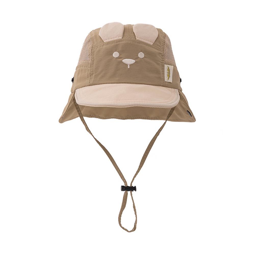 Embroidery Sun Cap Cartoon Bear Ear Kids Panama Hat New Summer Baby Hat  Boys Girls