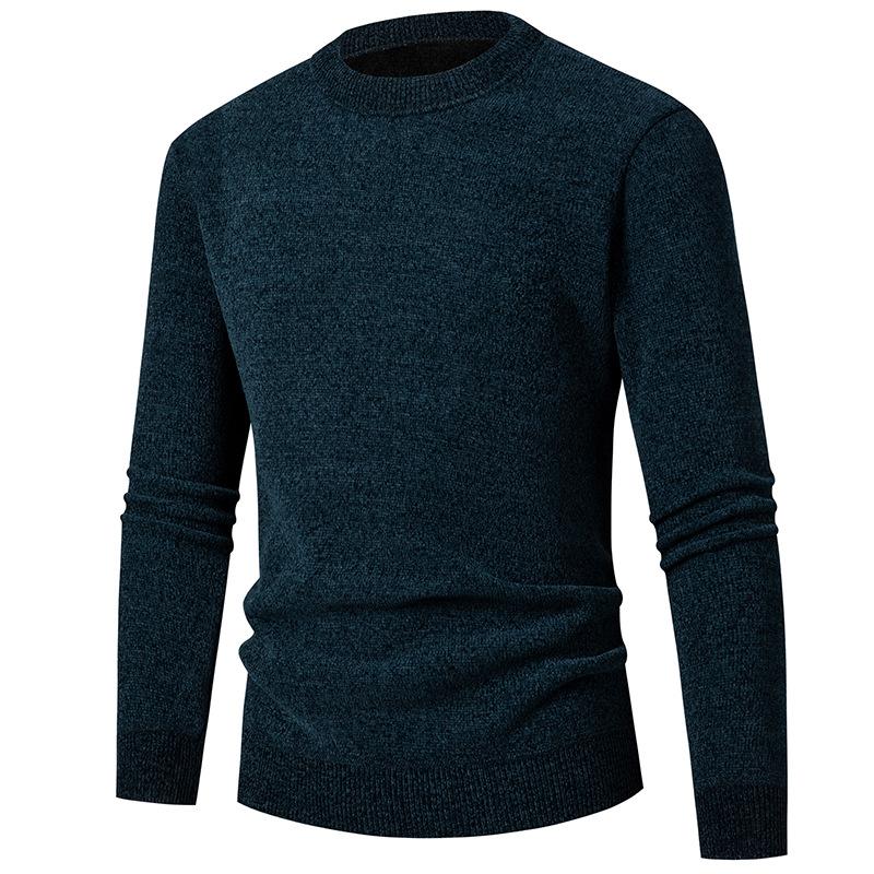Зимний мужской свитер в стиле business casual с круглым вырезом и длинными рукавами, плюшевая нижняя рубашка