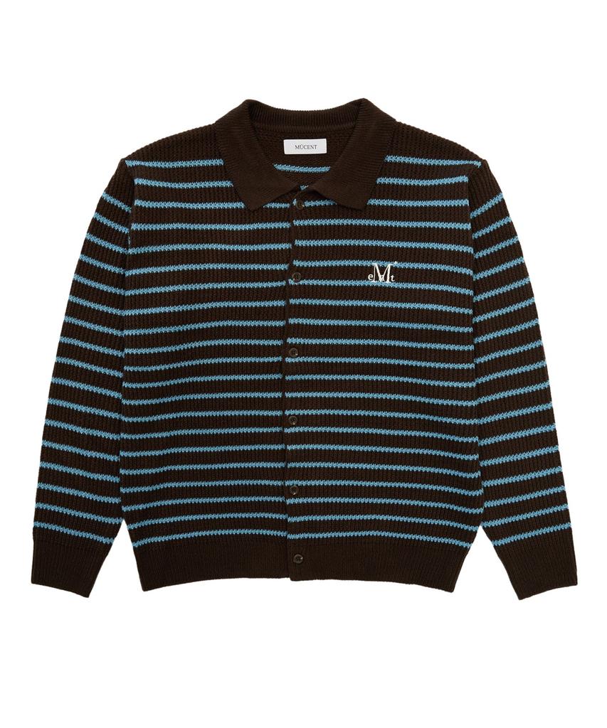 Mucent Tour Stripe Collar Knit Cardigan (Unisex)