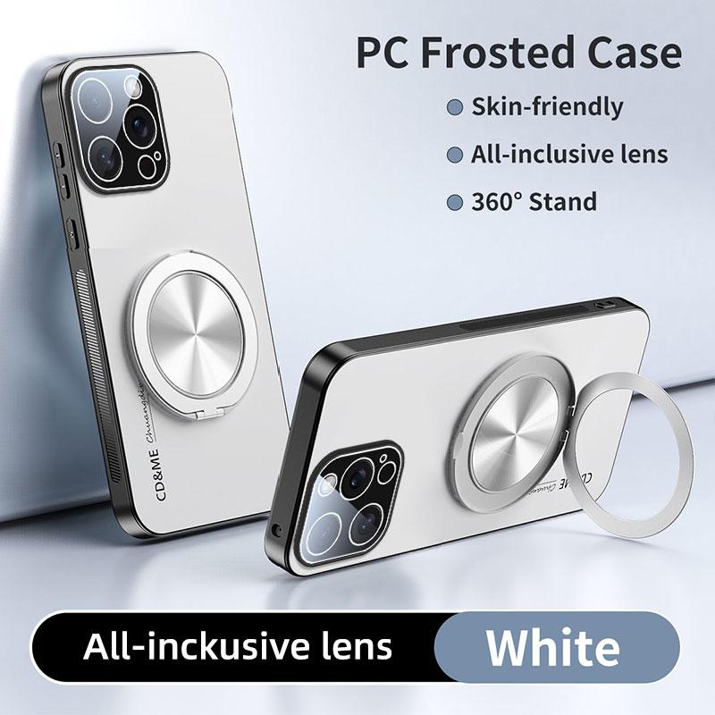Luxury AG Matte Case For iPhone 17 Air 16 15 14 13 Pro Max 16Pro Magnetic PC Frosted 360 Degree Bracket Stand Protective Cover