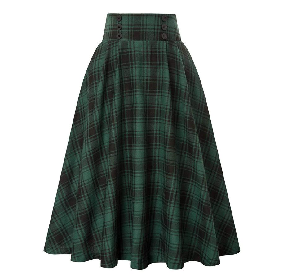 Винтажная художественная юбка-трапеция миди большого размера в клетку с эффектом кисти