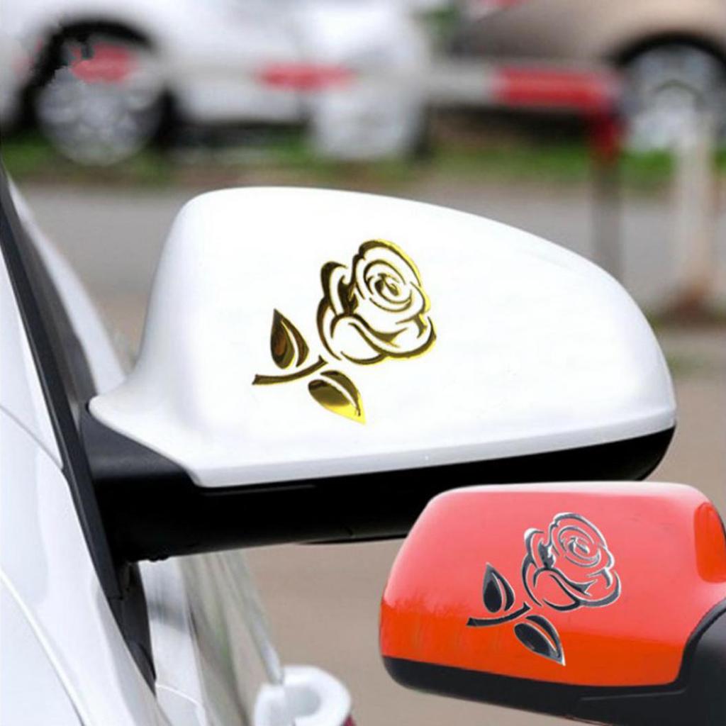 Fashion Rose Flower Car Vehicle Light Lamp Brow Decor Rearview Mirror Sticker