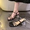 High Heels Femininity High Sense Simple New Summer Large Size Transparent Thick Heel with Word Fashion Sandals