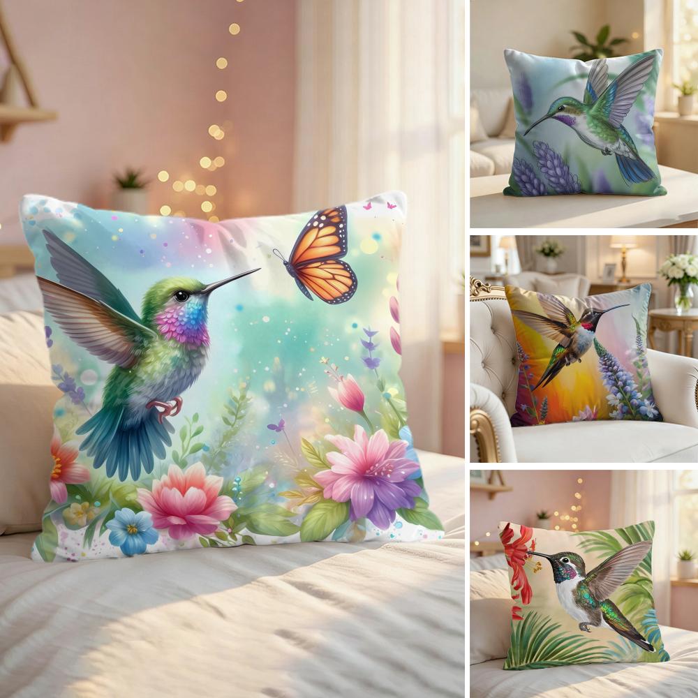 Good Quality Plant and Bird Cushion Cover Natural Linen Organic Fabric Double-Sided Printing Couch Pillow Covers Home Decor