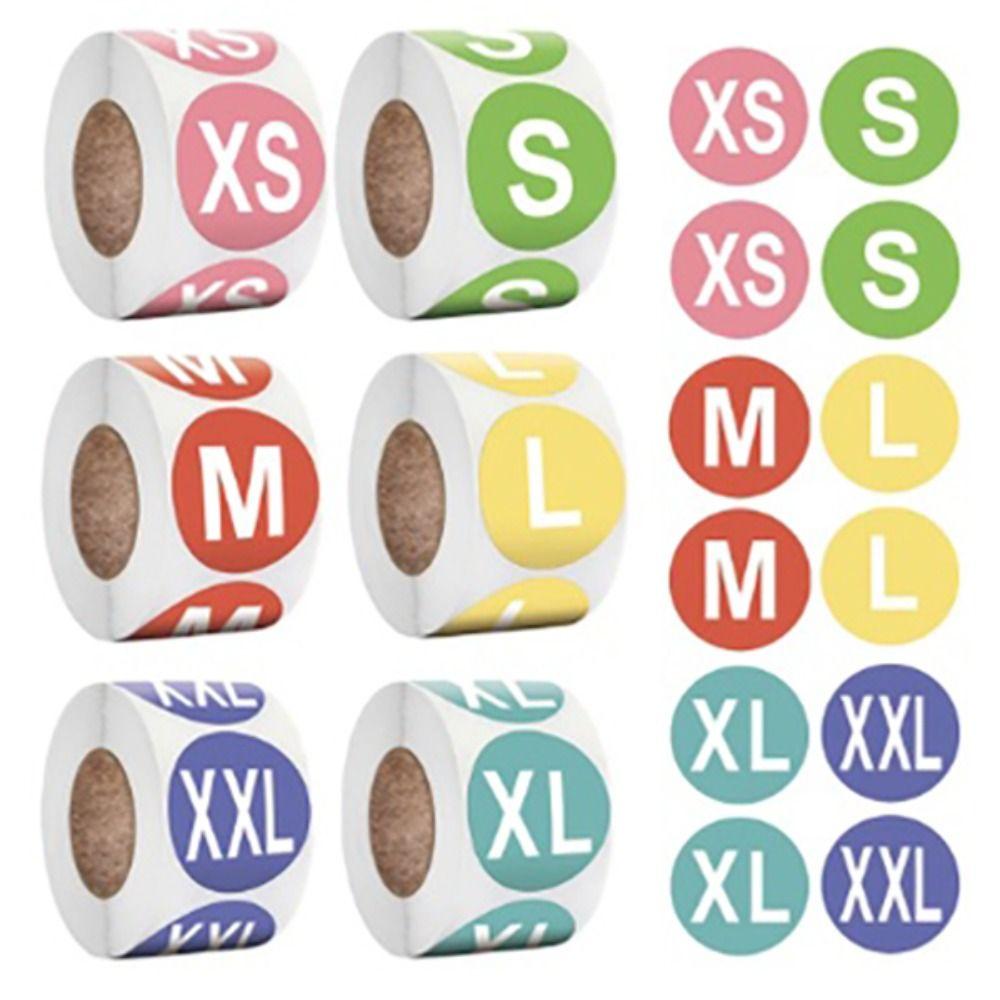 Self-Adhesive Clothing Size Sticker Round XS/S/M/L/XL/2XL/3XL Adhesive Labels Clothing Label Universal Size Sealing Sticker