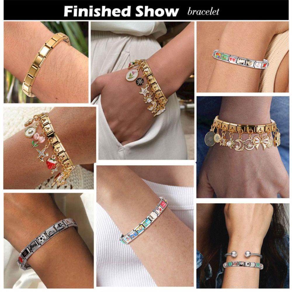 Браслет-шарм из нержавеющей стали, звеньевой, с бантом, ювелирное украшение, модный модульный браслет, аксессуары, подарок