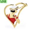 Enamel Lady Brooches For Women Rhinestone Girl Fall In Love Heart Figure Party Casual Brooch Pin Gifts
