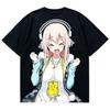 Аниме Графическая Футболка Super Sonico Винтажная Стиранная Манга Мерч Харадзюку Унисекс Оверсайз Круглый Вырез Хлопок Короткий Рукав Футболки Топы