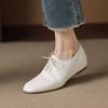 Новые женские кожаные туфли-одинарки повседневные однотонные из коровьей кожи на шнуровке низкие туфли на четыре сезона носки подошва из говяжьей жилы мягкая ленивые туфли женские