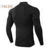 Мужской спортивный топ 3D Slim Fit с высокой эластичностью и воротником-стойкой, быстросохнущий, с длинными рукавами, облегающий, компрессионный, для коррекции фигуры, для бега, баскетбола, спортзала