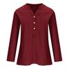 Women Casual Shirt V-Neck Buttons Half Placket Long Sleeve Blouse Solid Color Loose Fit Tunic Tops Office Lady Shirt