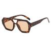 Luxurious Design Retro Double-Beam Women'S Sunglasses Large-Frame Leopard Print Brown Gradient Fashionable Sunglasses