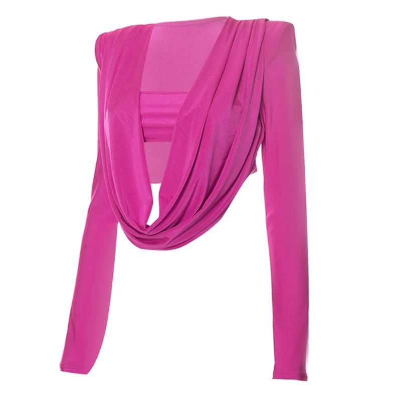 Новая Мода Рукав Три Четверти Подплечники Повседневные Рубашки Женские Отложной Воротник Приталенные Блузки Женские Уличные С Обертыванием Груди Однотонные Женские Рубашки Топы 25833