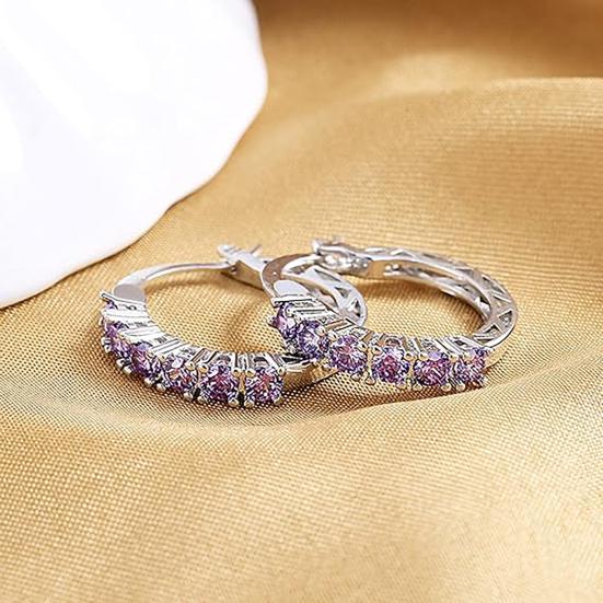 Yousheng 1 пара женских сережек-обручей с синим кубическим цирконием, маленькие серьги-кольца для выпускного вечера, серьги-клипсы, медные круглые серьги