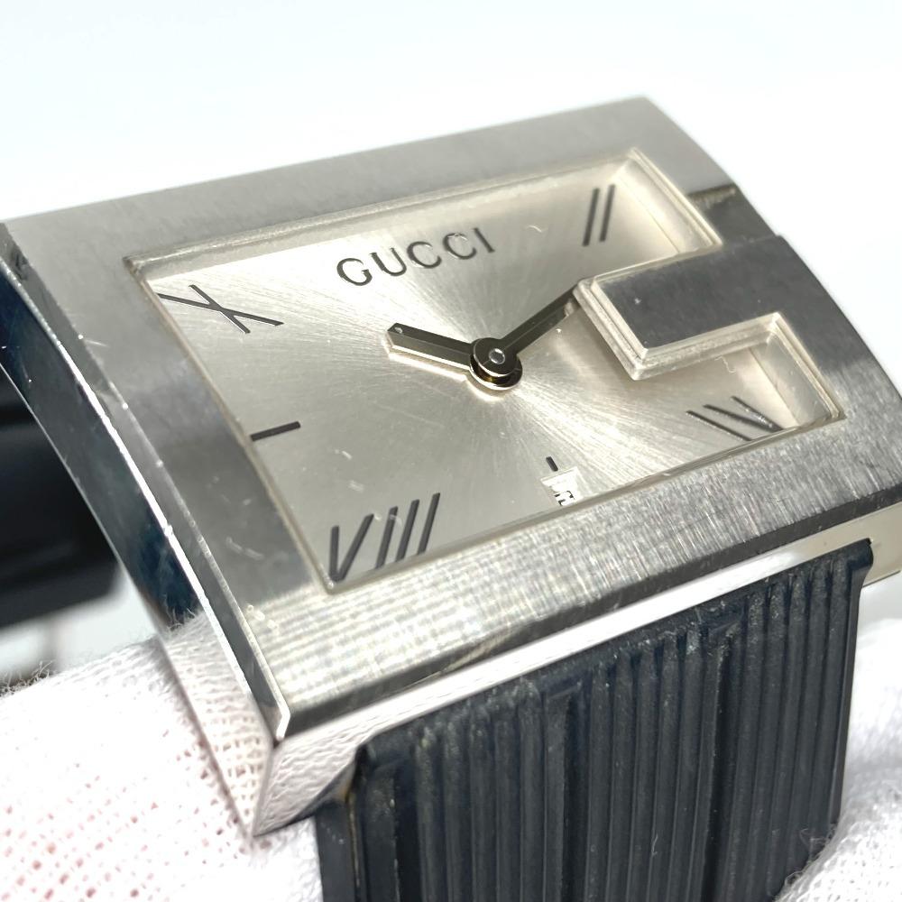 GUCCI 100M G logo Watch Men's Watch Clock Wristwatch SS / rubber Black/Silver