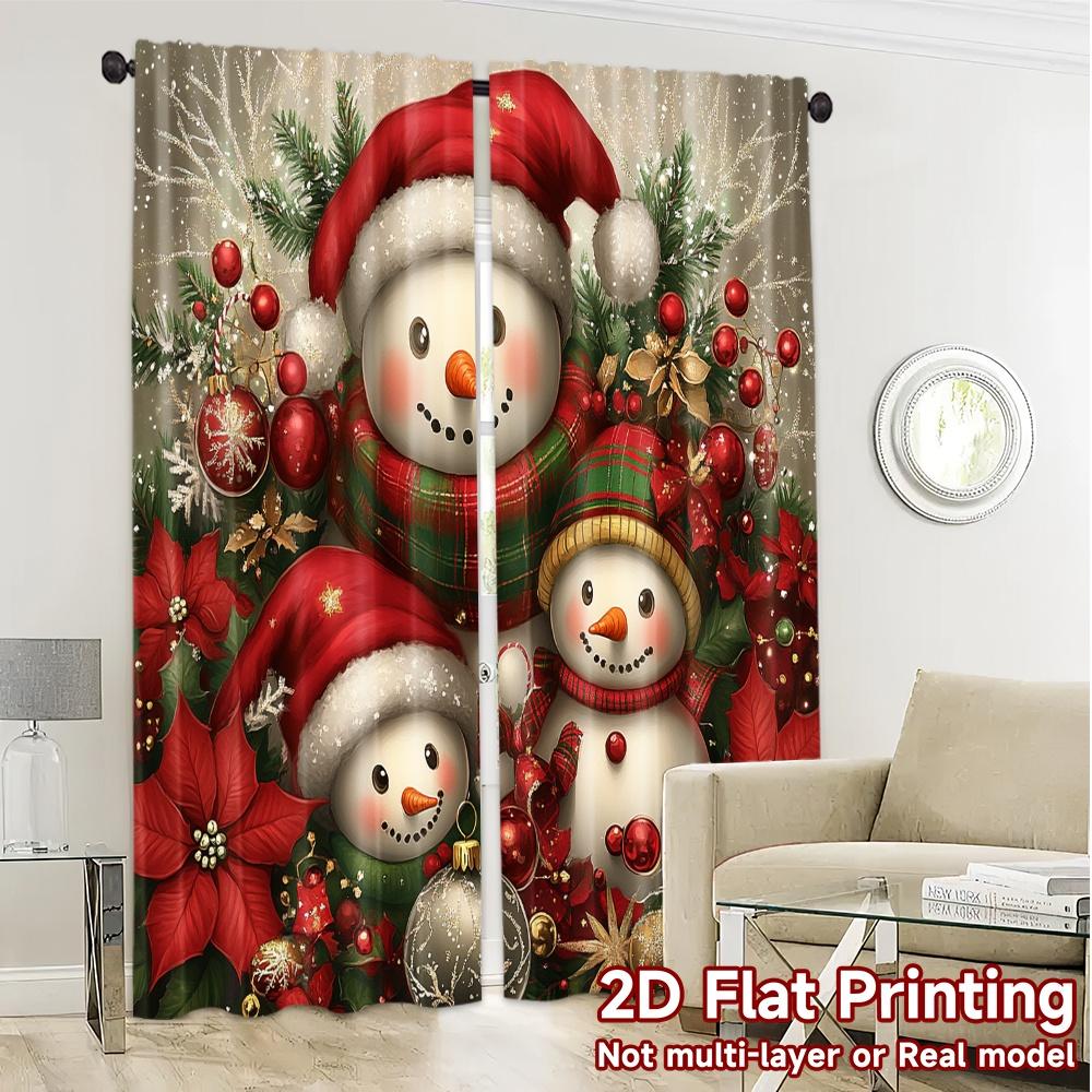 2pcs,Curtains Cute Snowman Christmas Family (2) Modern Curtains Versatile 100% Polyester Curtains All Seasons for Bedroom,