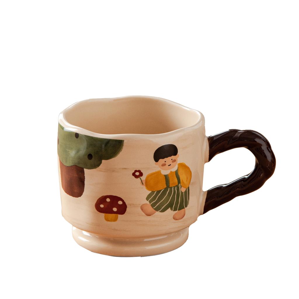 Ретро Милые Мальчики И Девочки Керамическая Домашняя Питьевая Вода Молоко Завтрак Мультфильм Чашка Творческий Высокая Ценность