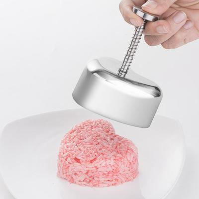 Форма для рисовых шариков в форме сердца с ручкой, полированная поверхность, нержавеющая сталь, антипригарная форма для приготовления суши, форма для рисовых шариков