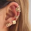 4PCS Gold Color Star Punk Ear Clips Geometric Hollow Hip Hop Trendy Earrings Jewelry Girls