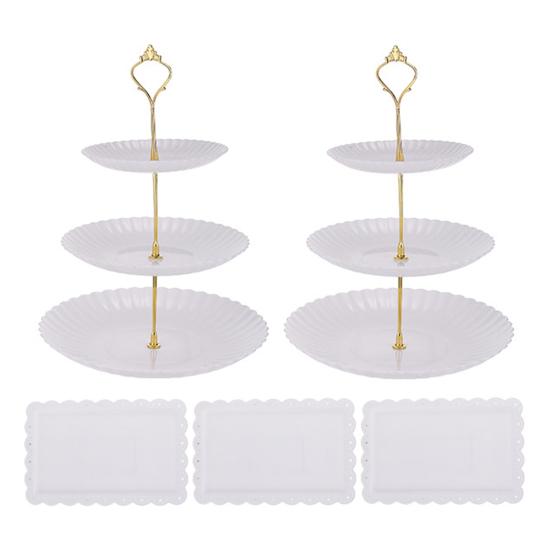 3-Tier Cupcake Stand Holder Plastic Serving Platter for Afternoon Tea Dessert Display Stand for Weddings Parties
