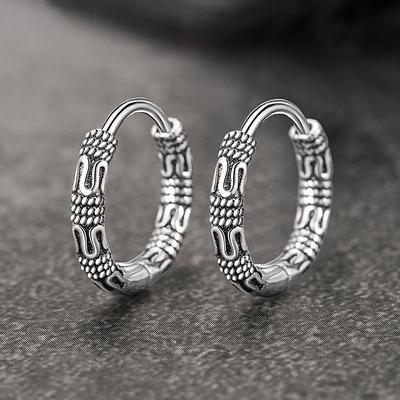 Винтажные серьги-кольца из стерлингового серебра 925 пробы, серьги с узором для женщин, серебряные украшения