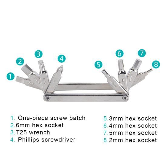 Multifunctional Wrench 8 In 1 Pocket Size Foldable Easy Storage High Strength Mini Bike Multitool Repair Kit Road And Mountain Bikes