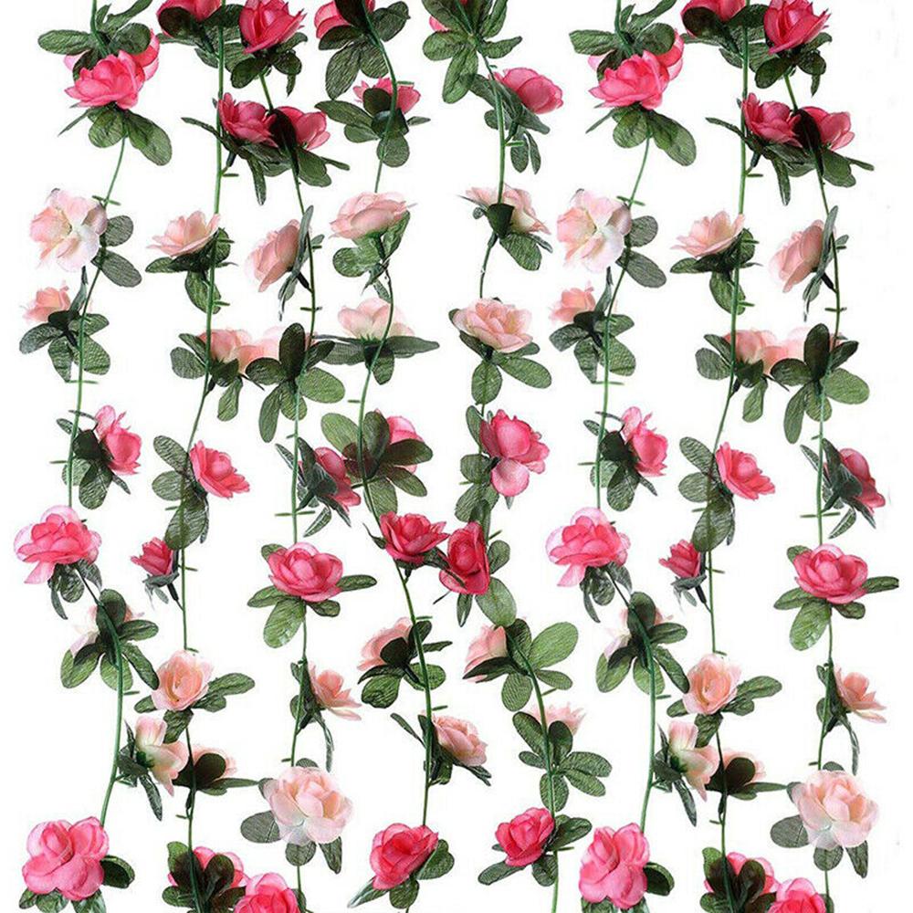45 Flowers 7Ft Artificial Silk Rose Flower Hanging Garland Vine Wedding Decor UK