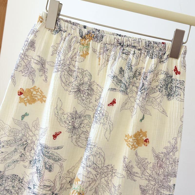 100% хлопок марля женская пижама одежда для сна женский комплект из 2 предметов ночная одежда с принтом чернил пижамы домашняя одежда одежда для отдыха