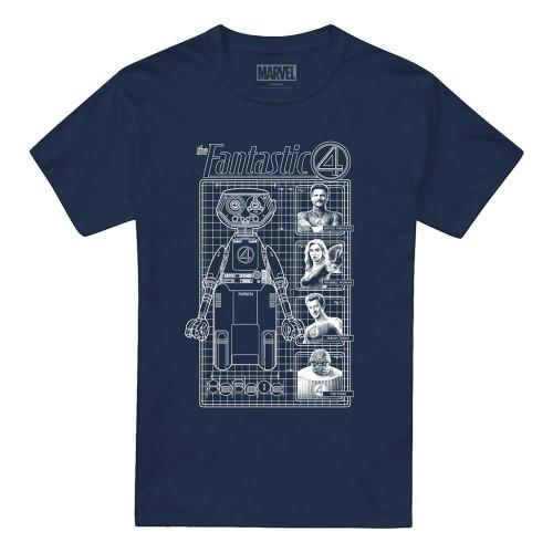 Fantastic Four Unisex Adult First Family And Herbie Blueprint T-Shirt