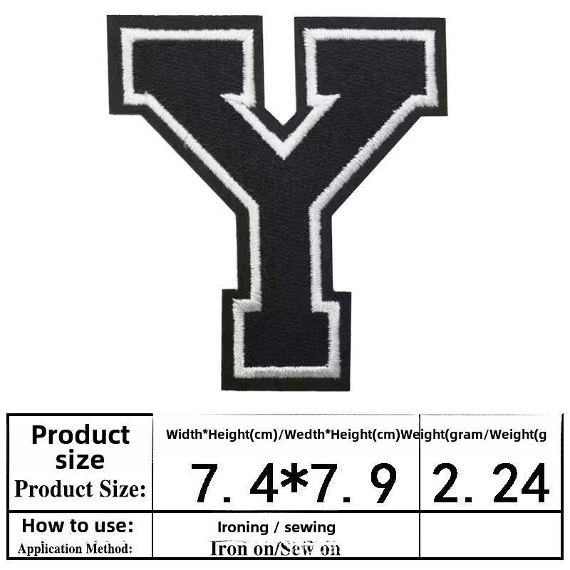 Полная вышивка алфавита и цифр на тканевой нашивке - большой значок из джерси