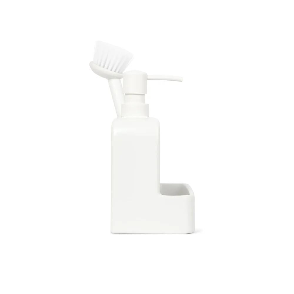 Керамический дозатор жидкого мыла со встроенным держателем для щетки Многоцелевой диспенсер Кухня и ванная комната Сверхпрочный Легкое использование одной рукой
