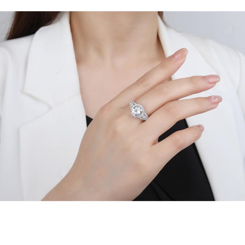 Bague Ringen Круглое кольцо с имитацией бриллианта диаметром 8 мм с полной инкрустацией бриллиантами 5А, циркон, стерлинговое серебро 925 пробы, обручальное кольцо и кольцо для предложения