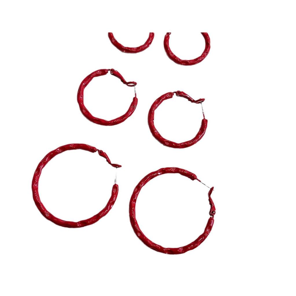 Анкала Красный Круг Ретро Серьги: Элегантные, высококлассные универсальные аксессуары для ушей в гонконгском стиле