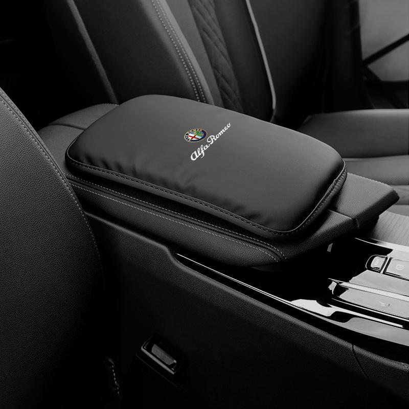HTGF6 Car Armrest Mat Leather Arm Rest Sof Pad Protection Cushion For Alfa Romeo Giulia Stelvio Giulietta 156 159 147 Mito Tonale Brer