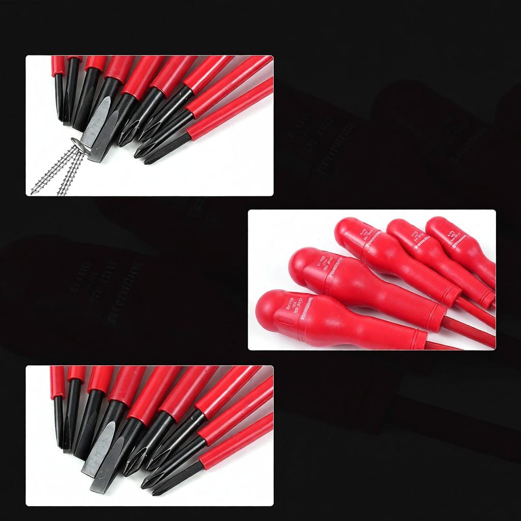 PENGGONG Insulated Screwdriver Set 1000V Insulated Electrician Screwdriver with 4 Phillips Screwdrivers and 5 Slotted Screwdrivers Non-Slip Handle Al