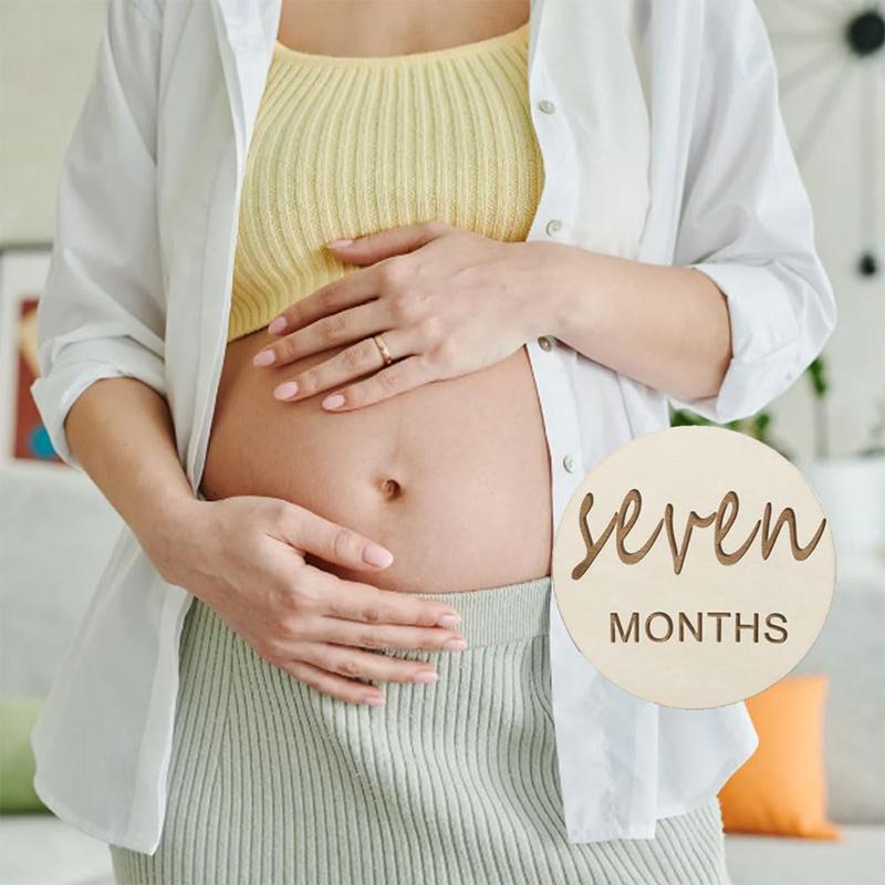 12 шт. Деревянные карточки с месяцами для новорожденного, Карточки с месяцами для новорожденного, Деревянные диски 1-12 месяцев