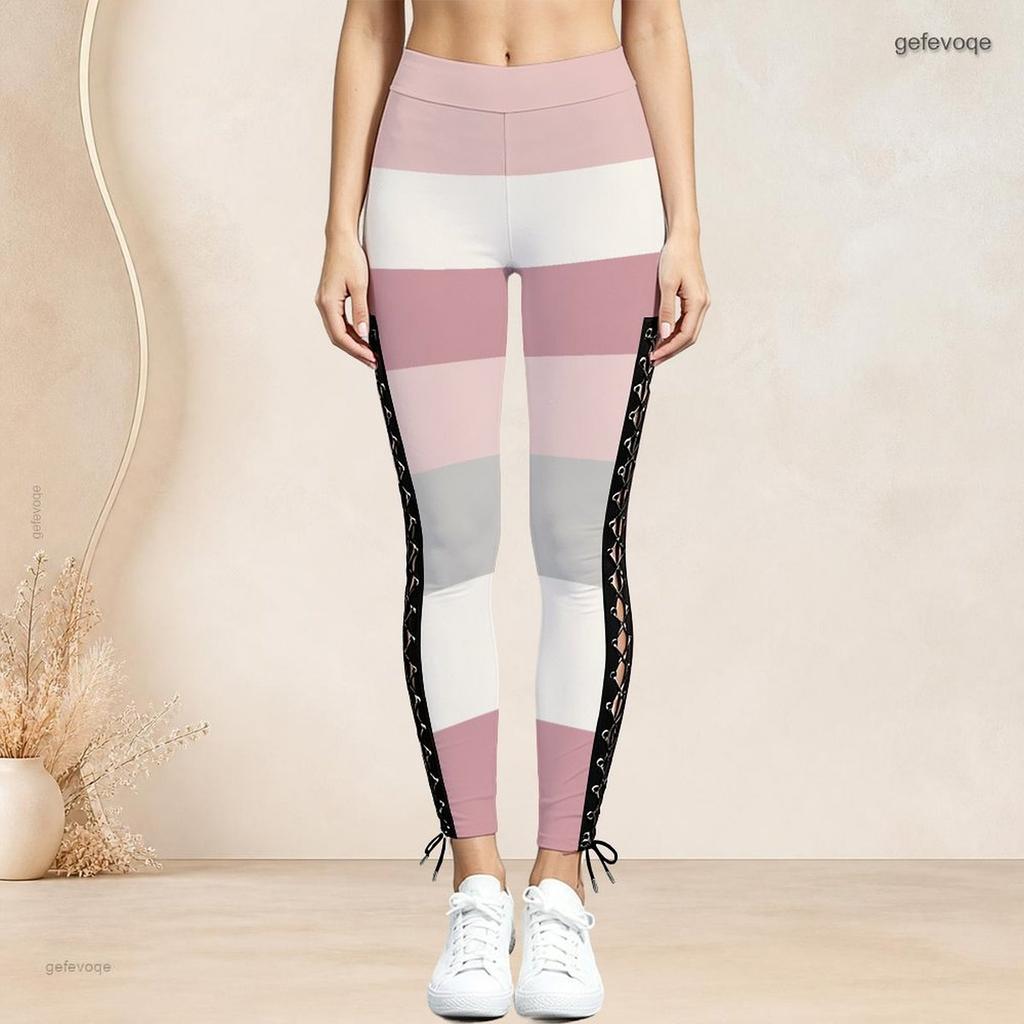 Женские Леггинсы Большого Размера С Высокой Талией, С Абстрактным Принтом, С Боковыми Люверсами и Шнуровкой, Полной Длины, Облегающие