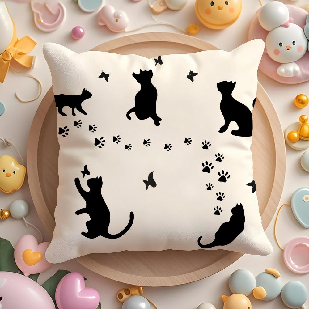 Чехол на подушку с музыкальным символом кошки, короткий плюш, двусторонняя печать, для дома, машинная стирка, теплая зимняя наволочка