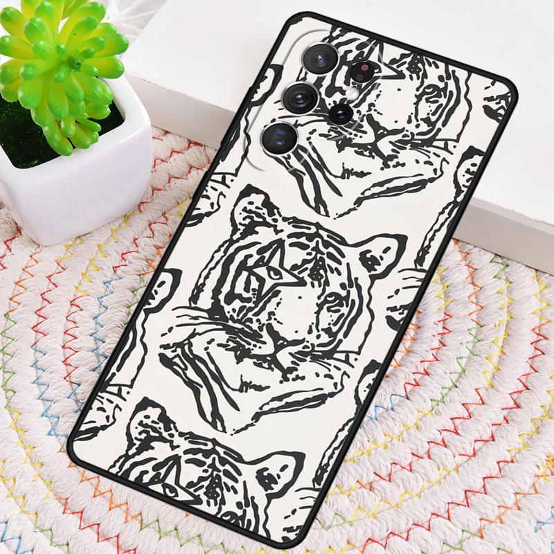 Tiger Sketch Art TPU Phone Case For Samsung Galaxy note 10 pro S26 S25 S24 S23 S22 Ultra Plus S21 FE S20 Shockproof Cover