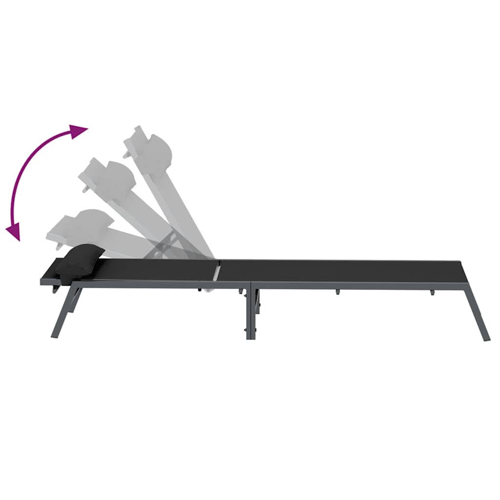 Sun Lounger Black and Anthracite 197 x 54 x 86 cm Steel
