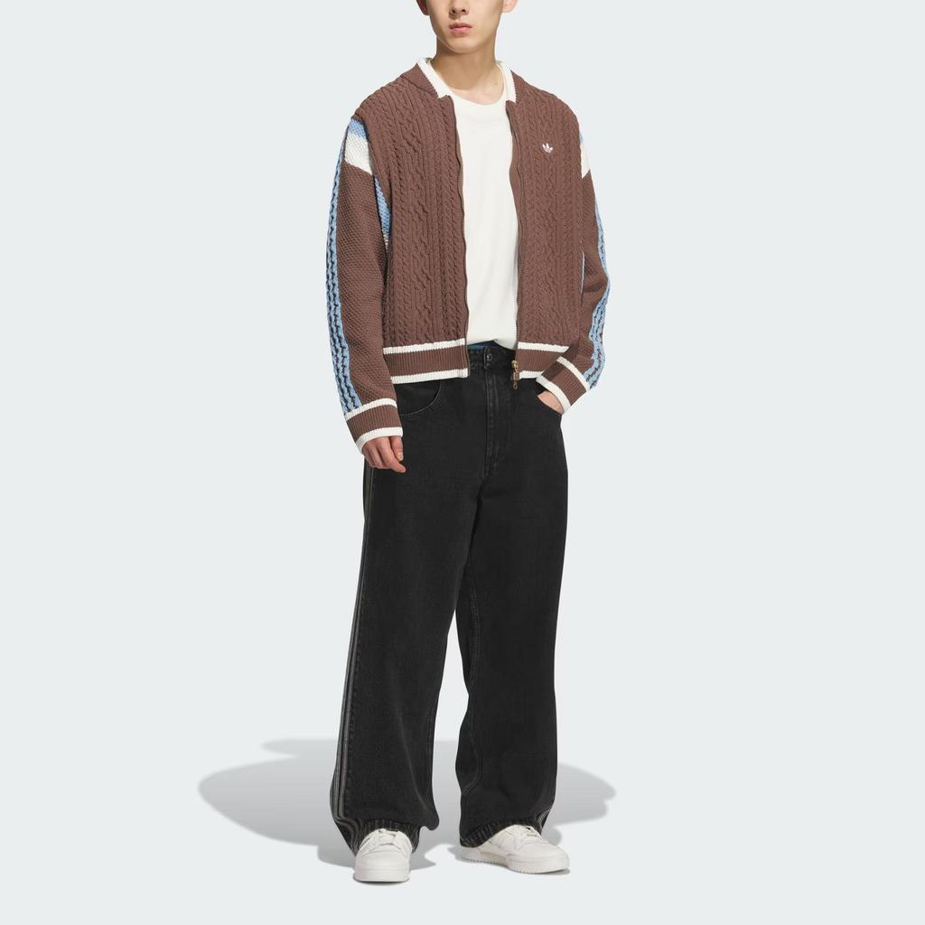 adidas Оригинальный кардиган Rs Логотип Три полоски Винтажный Свободный крой С длинным рукавом Вязаный свитер Унисекс Кардиганы KS5963